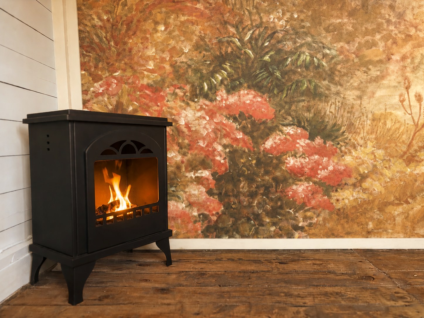 Wood burner in Sian's counselling room
